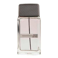 Adam Levine Eau De Toilette bottle with metallic cap and crosshatch design on clear glass