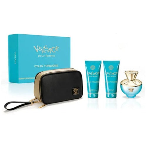 Versace Dylan Turquoise 4 Piece Gift Set For Women With 3.4 Oz EDT