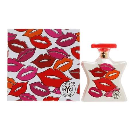 Bond No. 9 Nolita Eau De Parfum bottle with red lips pattern box and packaging