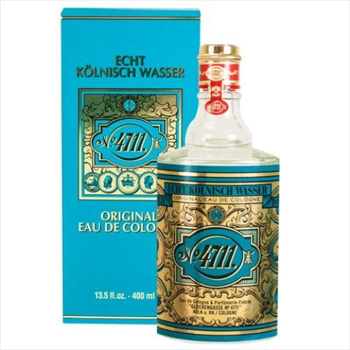 4711 cologne bottle with turquoise and gold packaging box