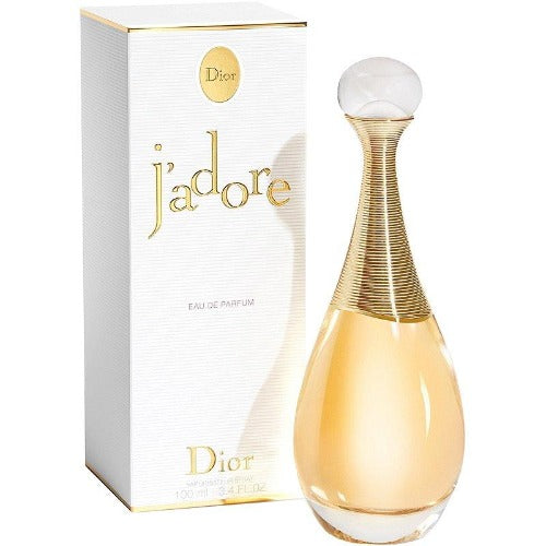 J'adore Eau de Parfum 5.0 oz gold bottle with packaging box front view