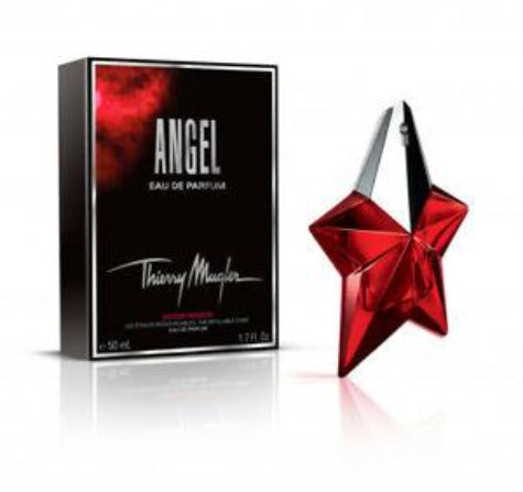 Angel Eau De Parfum by Thierry Mugler, red star-shaped bottle with black box packaging