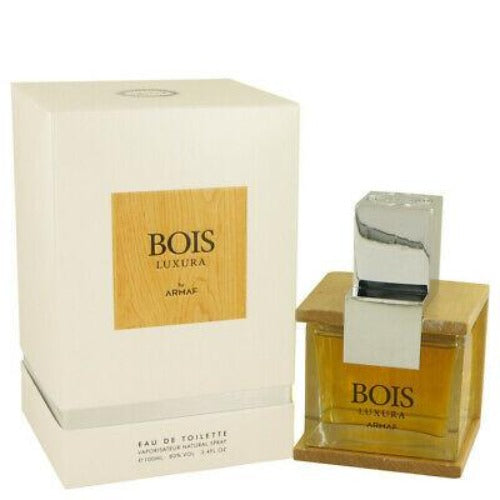 Armaf Bois Luxura eau de toilette bottle with white box and wooden base packaging