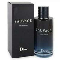 Christian Dior Sauvage Eau De Parfum 3.4 Oz Gradient Blue Color Bottle With Packaging Box Front View