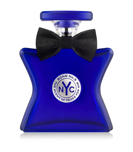 Bond No. 9 The Scent Of Peace blue eau de parfum bottle with black bow tie accent