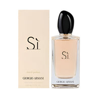Armani Si eau de parfum bottle displayed with cream box packaging