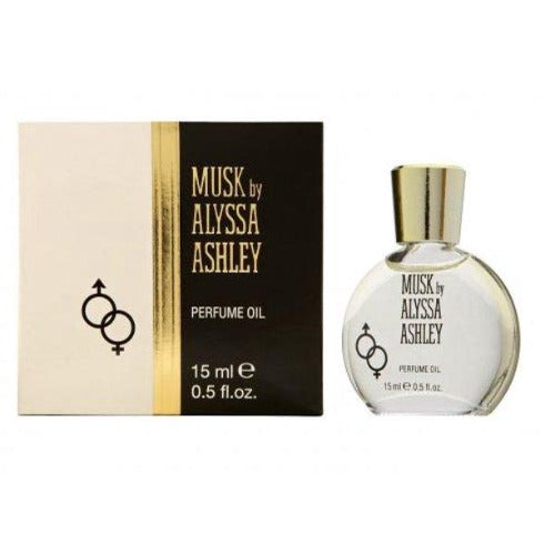 Musk by Alyssa Ashley perfume oil bottle 15ml with cream and black packaging box