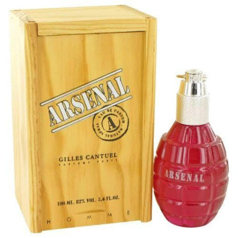 Arsenal Red Eau De Parfum bottle with wooden box packaging