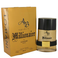 AB Spirit Millionaire Eau De Toilette bottle and gold box packaging with black cap