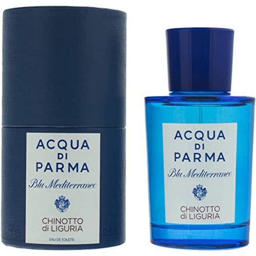 Acqua Di Parma Chinotto Di Liguria fragrance bottle and navy cylindrical box
