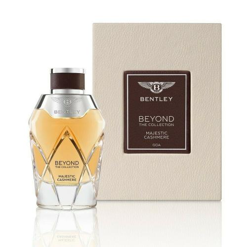 Bentley Beyond Majestic Cashmere perfume bottle with beige box packaging