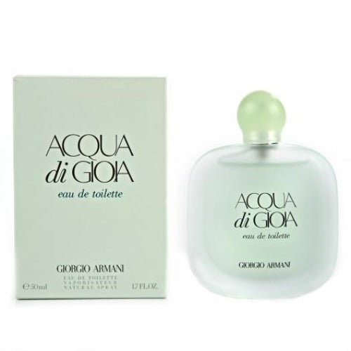 Acqua di Gioia eau de toilette bottle with pale green box by Giorgio Armani