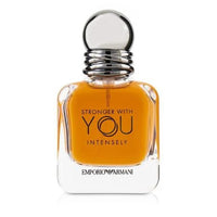 Emporio Armani Stronger With You Intensely Eau de Parfum 3.4 oz transparent bottle with amber juice front view