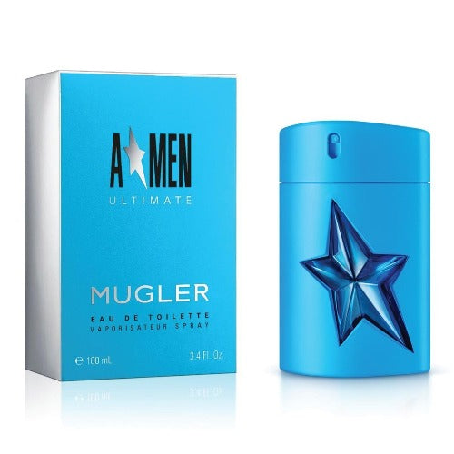 Thierry Mugler Angel Men Ultimate blue box and spray bottle with star logo