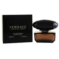 Versace Crystal Noir Eau de Parfum 3.0 oz bottle with black crystal cap and packaging box front view