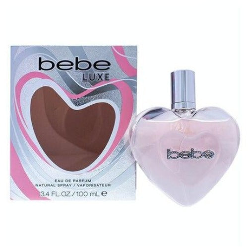 Bebe Luxe heart-shaped perfume bottle with pink box packaging